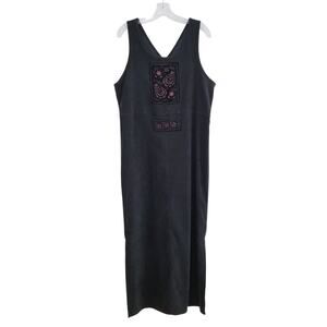 Vintage 90's Y2K Amanda Smith Suede Long Jumper Dress with side slits